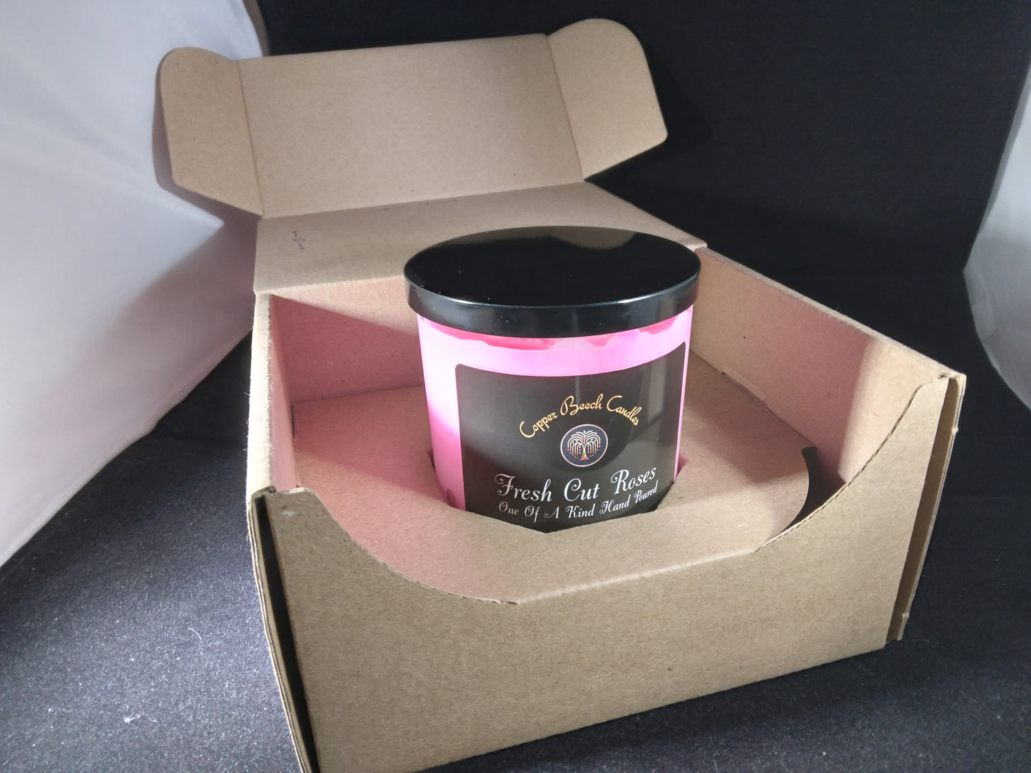 Swirled Fresh Cut Roses Candle