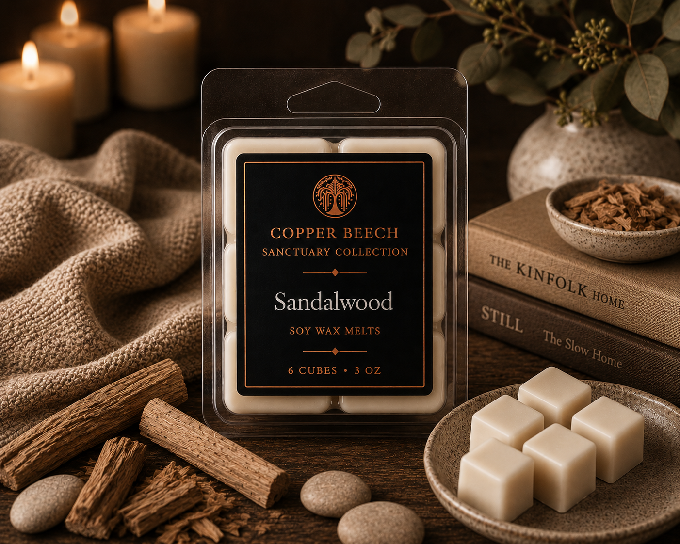 Sandalwood Wax Melts | 6 Cubes
