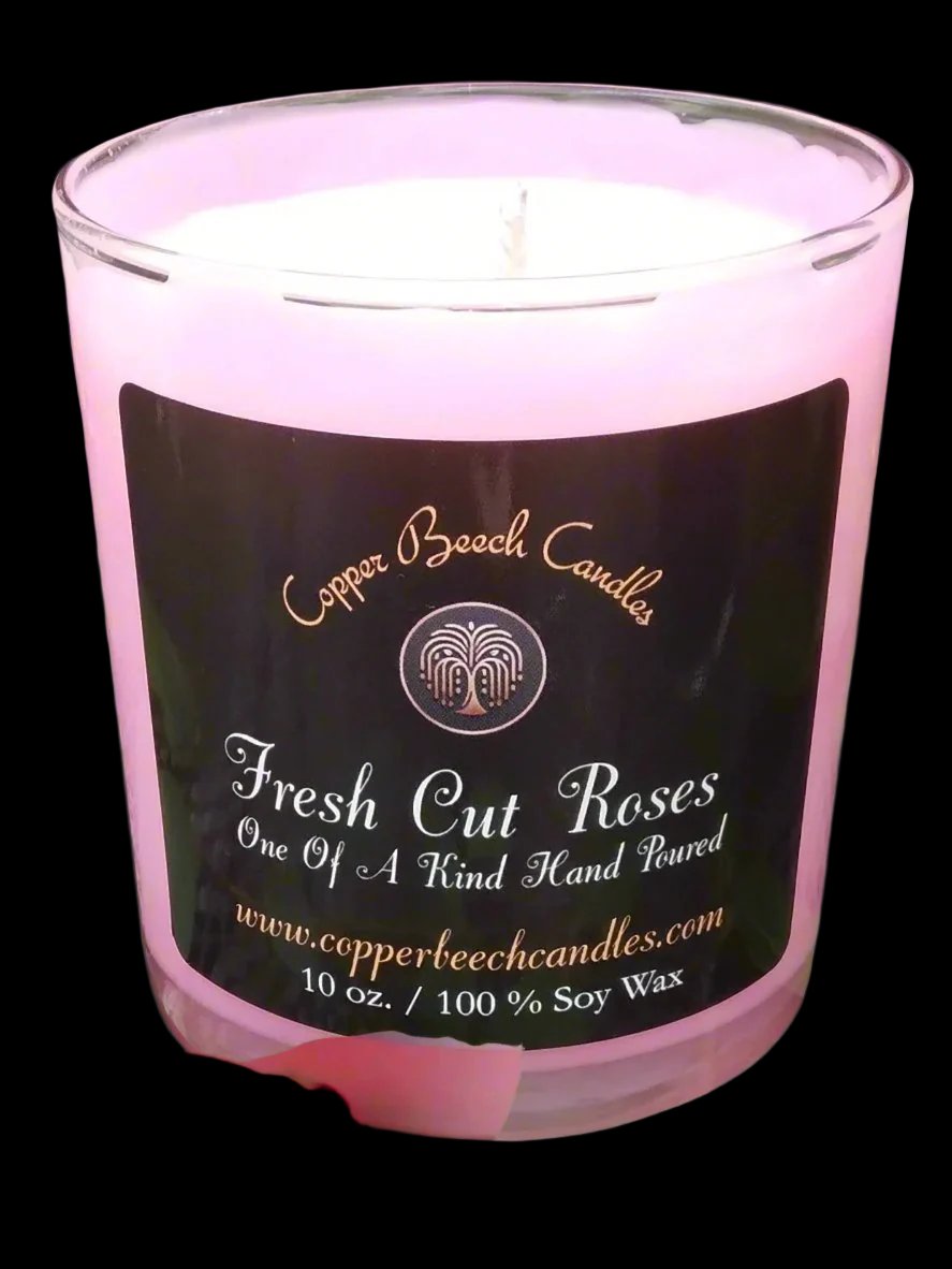 Swirled Fresh Cut Roses Candle