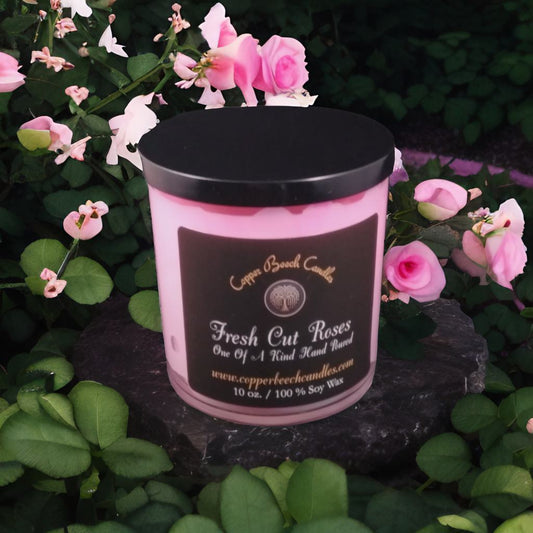 Swirled Fresh Cut Roses Candle