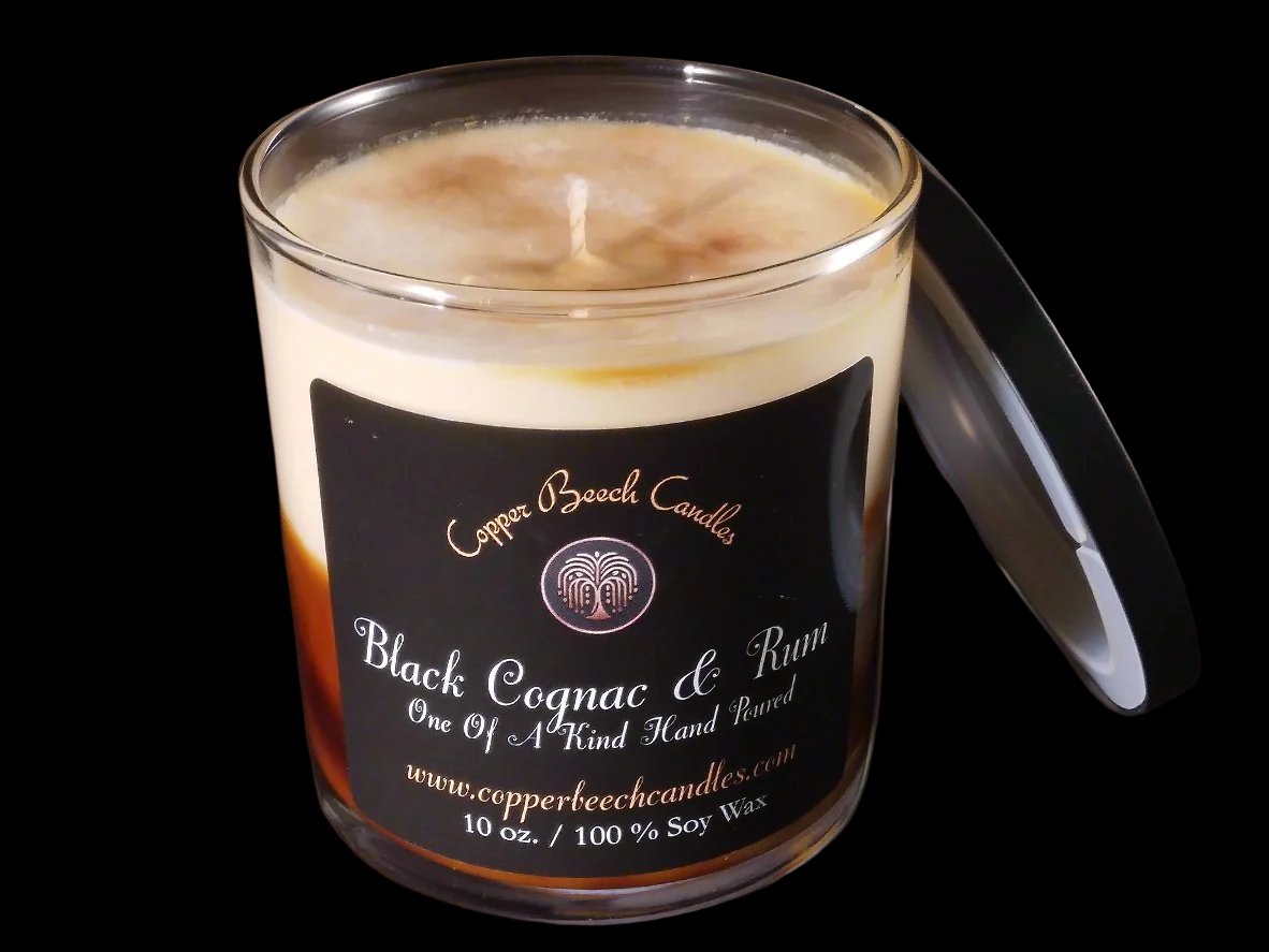 Swirled Black Cognac & Rum Candle