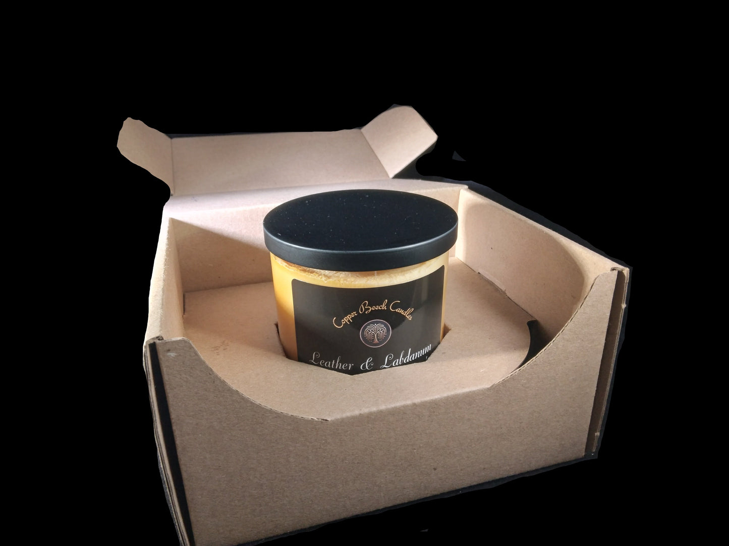 Swirled Leather & Labdanum Candle in Shipping Box