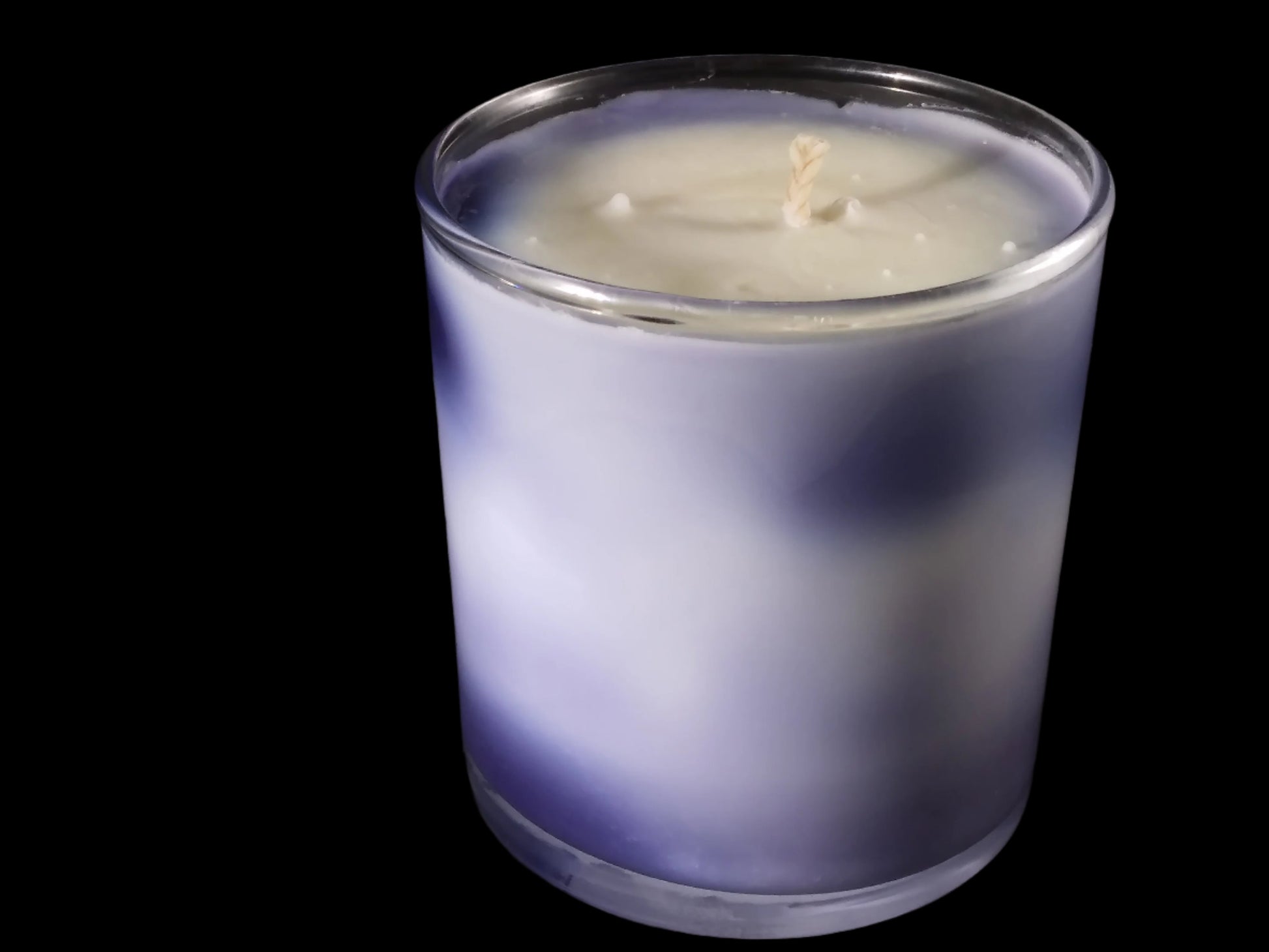 Swirled Lilac Candle Showing Swirl Pattern