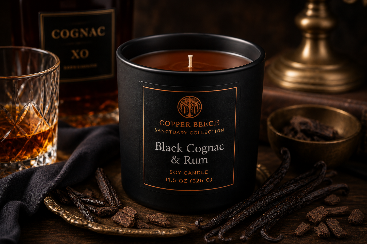 Black Cognac & Rum Candle | 11.5 oz.